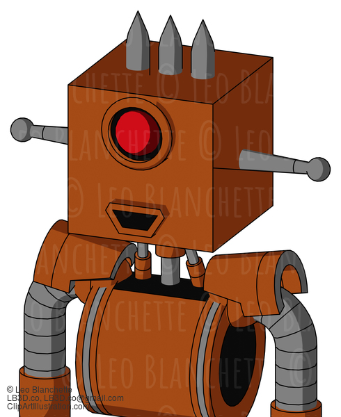 Brownish Droid With Box Head And Happy Mouth And Cyclops Eye And Three Spiked #22815