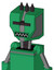 Green Automaton With Mechanical Head And Square Mouth And Black Visor Cyclops And Three Dark Spikes