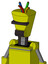 Yellow Robot With Cylinder-Conic Head And Dark Tooth Mouth And Black Visor Cyclops And Wire Hair