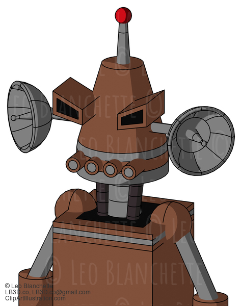 Brown Mech With Cone Head And Pipes Mouth And Angry Eyes And Single Led Antenna #22835