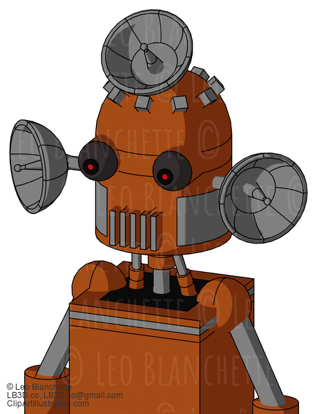 Brownish Droid With Dome Head And Vent Mouth And Red Eyed And Radar Dish Hat #22836