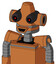 Orange Droid With Cone Head And Happy Mouth And Black Glowing Red Eyes