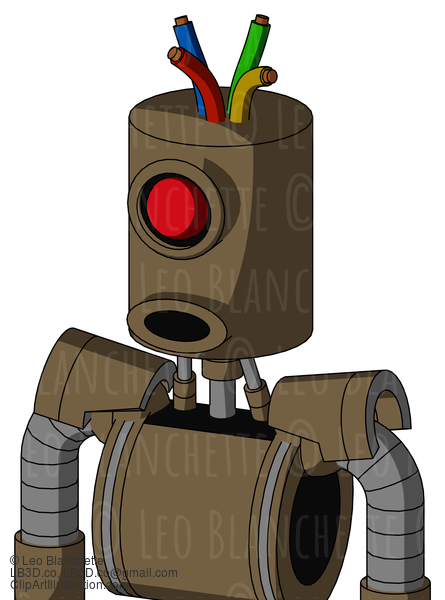 Cardboard Droid With Cylinder Head And Round Mouth And Cyclops Eye And Wire Hair #22840