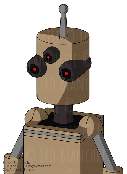 Cardboard Droid With Cylinder Head And Three-Eyed And Single Antenna #22841