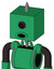 Green Automaton With Box Head And Round Mouth And Black Cyclops Eye And Spike Tip