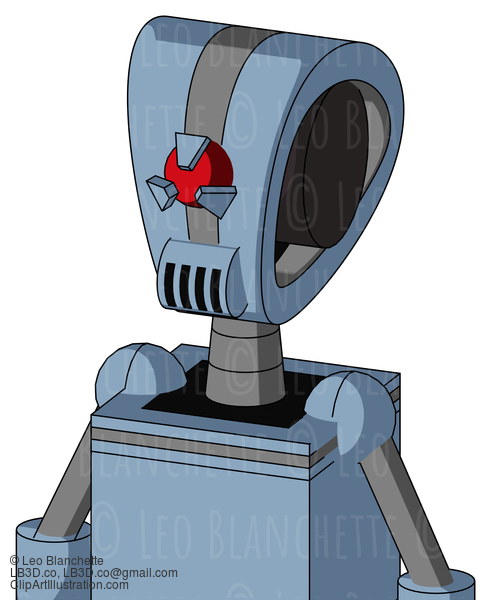 Blue Robot With Droid Head And Speakers Mouth And Angry Cyclops Eye #22845