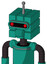 Green Automaton With Cube Head And Speakers Mouth And Visor Eye And Single Antenna