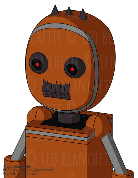 Brownish Droid With Bubble Head And Dark Tooth Mouth And Black Glowing Red Eyes And Three Dark Spikes #22847