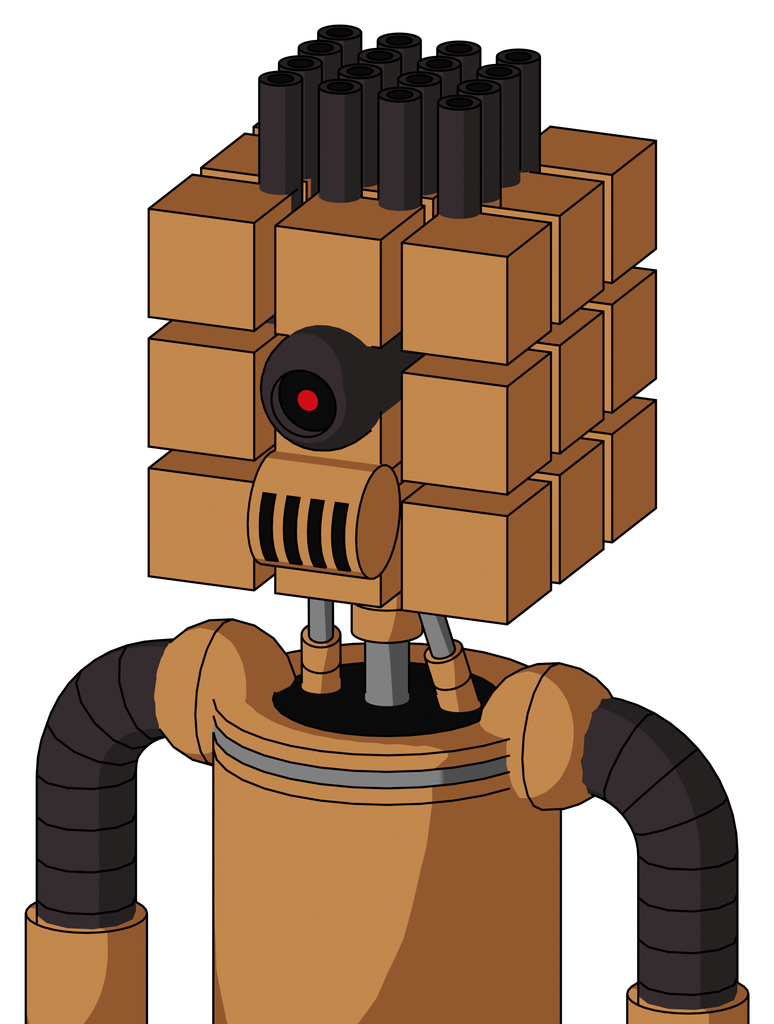 Peach Mech With Cube Head And Speakers Mouth And Black Cyclops Eye And Pipe Hair