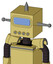 Yellow Droid With Box Head And Pipes Mouth And Large Blue Visor Eye And Spike Tip