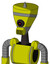 Yellow Robot With Vase Head And Speakers Mouth And Black Cyclops Eye And Spike Tip
