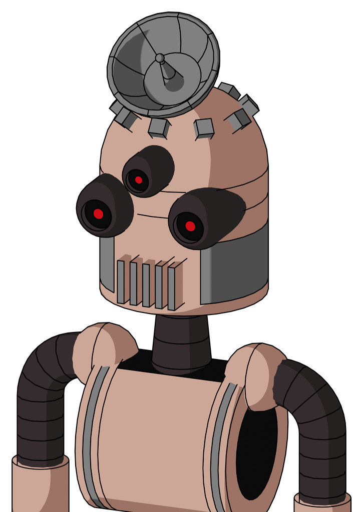 Light-Peach Mech With Dome Head And Vent Mouth And Three-Eyed And Radar Dish Hat