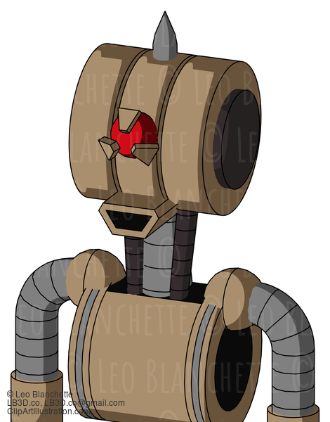 Cardboard Droid With Multi-Toroid Head And Happy Mouth And Angry Cyclops Eye And Spike Tip #22879