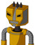 Yellow Robot With Mechanical Head And Square Mouth And Angry Eyes And Three Dark Spikes