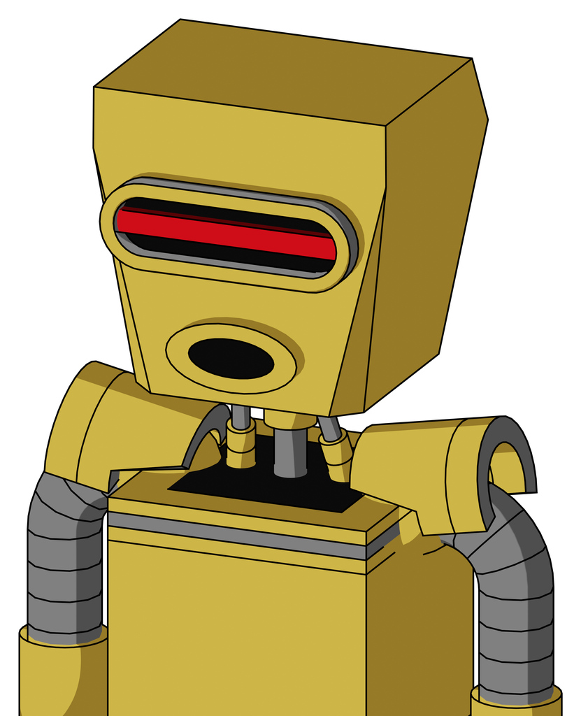 Yellow Droid With Box Head And Round Mouth And Visor Eye
