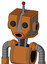 Orange Robot With Mechanical Head And Round Mouth And Two Eyes And Single Led Antenna