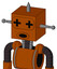Redish-Orange Mech With Box Head And Round Mouth And Plus Sign Eyes And Spike Tip