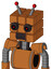 Orange Robot With Cube Head And Dark Tooth Mouth And Black Glowing Red Eyes And Double Led Antenna
