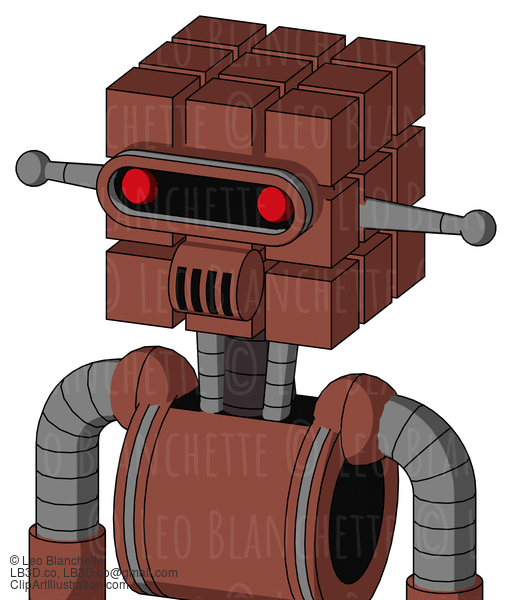 Brown Droid With Cube Head And Speakers Mouth And Visor Eye #22892