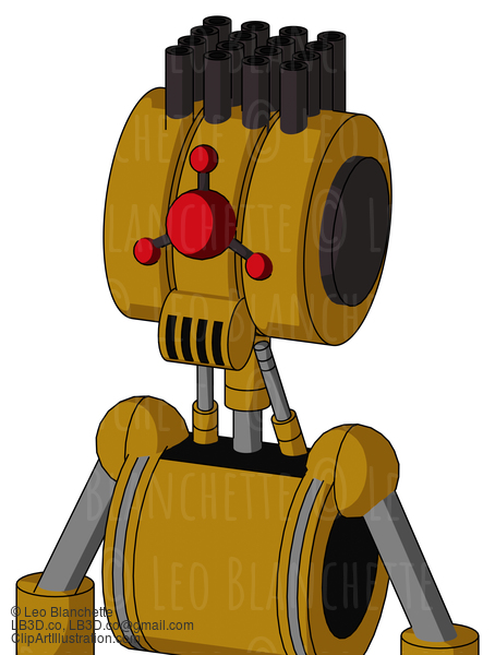 Dark-Yellow Automaton With Multi-Toroid Head And Speakers Mouth And Cyclops Compound Eyes And Pipe Hair #22896