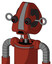 Red Automaton With Droid Head And Sad Mouth And Red Eyed