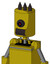 Yellow Automaton With Cylinder Head And Dark Tooth Mouth And Black Cyclops Eye And Three Dark Spikes