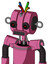 Pink Robot With Multi-Toroid Head And Square Mouth And Black Glowing Red Eyes And Wire Hair