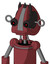 Red Mech With Droid Head And Toothy Mouth And Black Glowing Red Eyes And Three Dark Spikes