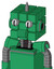 Green Automaton With Cube Head And Speakers Mouth And Two Eyes And Spike Tip