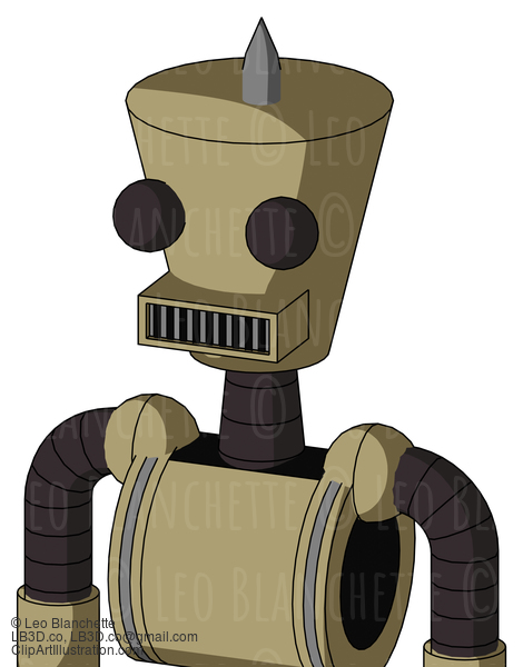 Army-Tan Automaton With Cylinder-Conic Head And Square Mouth And Two Eyes And Spike Tip #22916