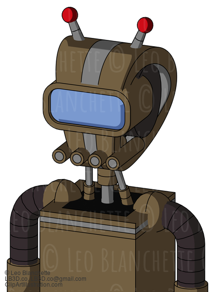 Cardboard Automaton With Droid Head And Pipes Mouth And Large Blue Visor Eye And Double Led Antenna #22919