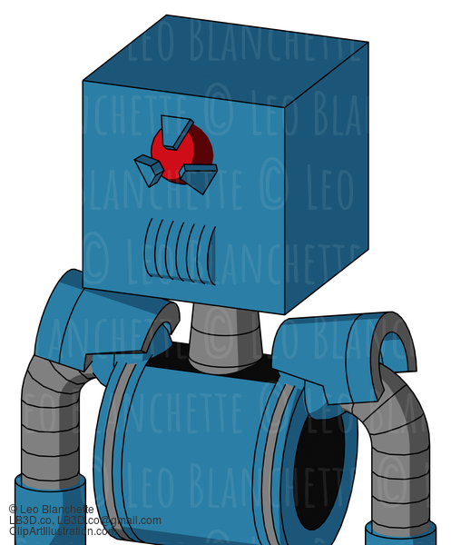 Blue Automaton With Box Head And Speakers Mouth And Angry Cyclops Eye #22920