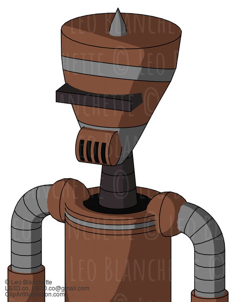 Brown Mech With Vase Head And Speakers Mouth And Black Visor Cyclops And Spike Tip #22930