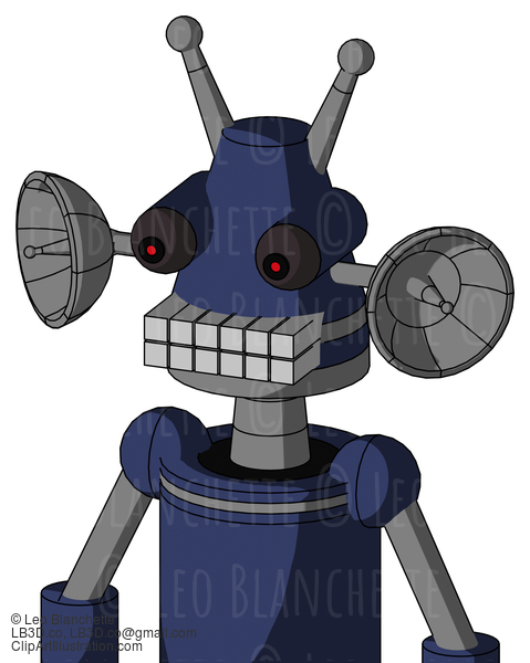 Blue Droid With Cone Head And Keyboard Mouth And Red Eyed And Double Antenna #22948