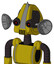 Yellow Automaton With Droid Head And Speakers Mouth And Black Glowing Red Eyes And Spike Tip