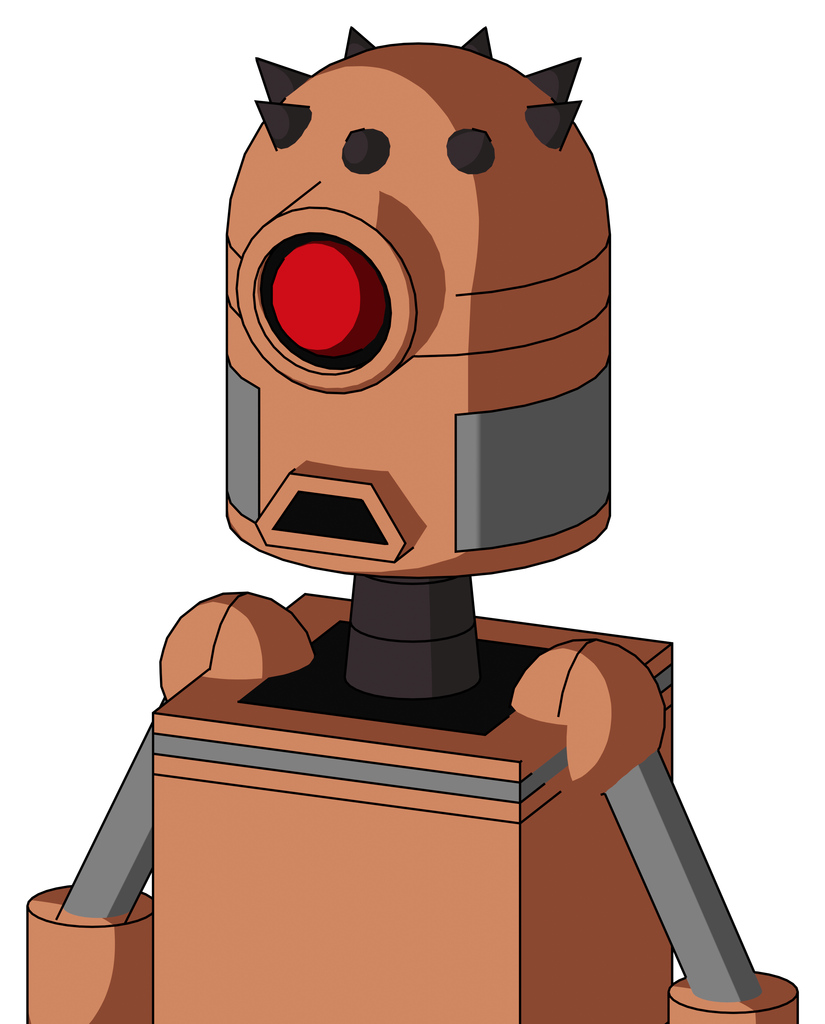 Peach Robot With Dome Head And Sad Mouth And Cyclops Eye