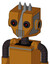 Dirty-Orange Mech With Mechanical Head And Vent Mouth And Black Glowing Red Eyes And Three Spiked