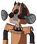 Peach Robot With Droid Head And Teeth Mouth And Three-Eyed And Three Dark Spikes