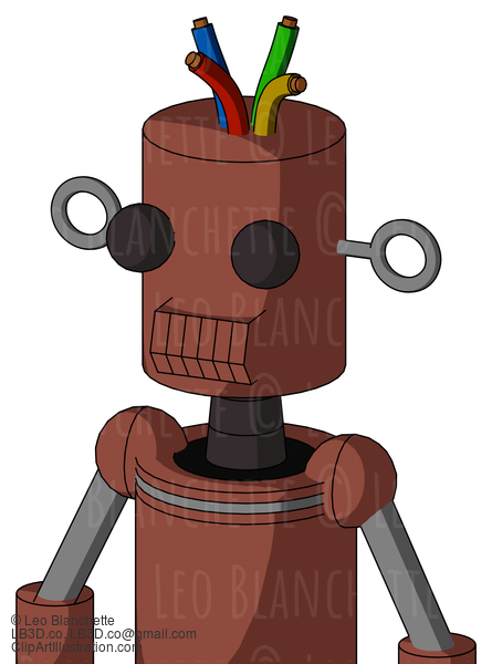 Brown Droid With Cylinder Head And Toothy Mouth And Two Eyes And Wire Hair #22972