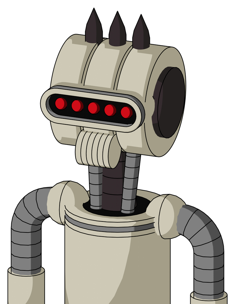 Tan Mech With Multi-Toroid Head And Speakers Mouth And Visor Eye And Three Dark Spikes