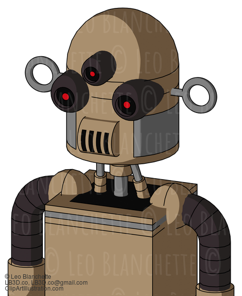 Cardboard Robot With Dome Head And Speakers Mouth And Three-Eyed #22983