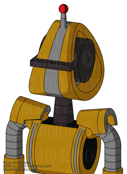 Dark-Yellow Automaton With Droid Head And Black Visor Cyclops And Single Led Antenna #22987