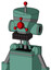 Green Mech With Vase Head And Keyboard Mouth And Cyclops Compound Eyes And Single Led Antenna