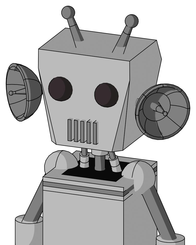 White Automaton With Box Head And Vent Mouth And Two Eyes And Double Antenna