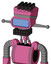 Pink Robot With Vase Head And Keyboard Mouth And Large Blue Visor Eye And Pipe Hair