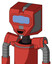 Tomato-Red Droid With Mechanical Head And Happy Mouth And Large Blue Visor Eye