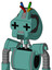 Greenish Mech With Droid Head And Speakers Mouth And Plus Sign Eyes And Wire Hair