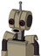 Tan Robot With Multi-Toroid Head And Round Mouth And Black Glowing Red Eyes And Single Antenna