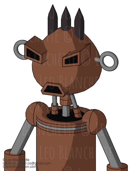 Brown Mech With Rounded Head And Sad Mouth And Angry Eyes And Three Dark Spikes #23024