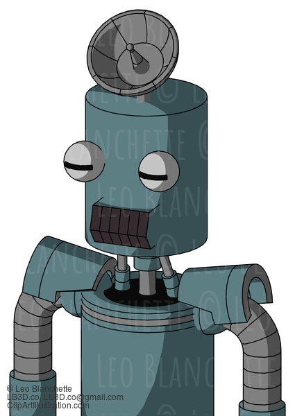 Blue Mech With Cylinder Head And Dark Tooth Mouth And Two Eyes And Radar Dish Hat #23029